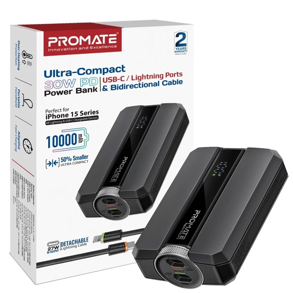 پاوربانک شارژ سریع پرومیت مدل PROMATE NEO-10UNI 10000mAh 30W مشکی